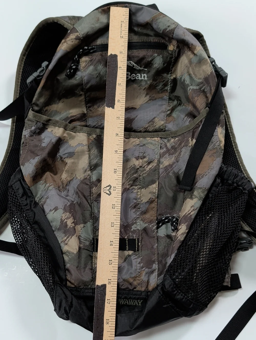 L. L. Bean, Stowaway, Camo Backpack.
